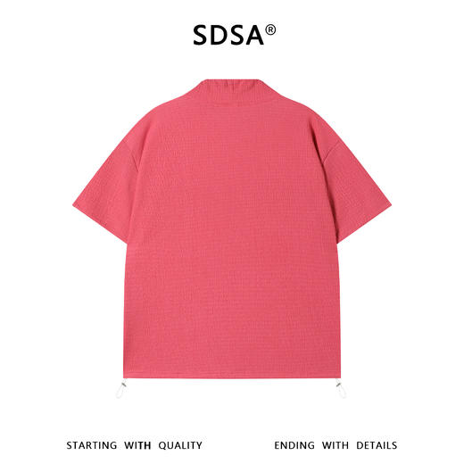 SDSA男装2026新款华夫格新中式盘扣抽绳短袖T恤宽松立领休闲上衣 商品图3