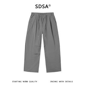 SDSA男装2026新款高贵轻奢运动风纯色褶皱抽绳松紧休闲裤百搭时尚