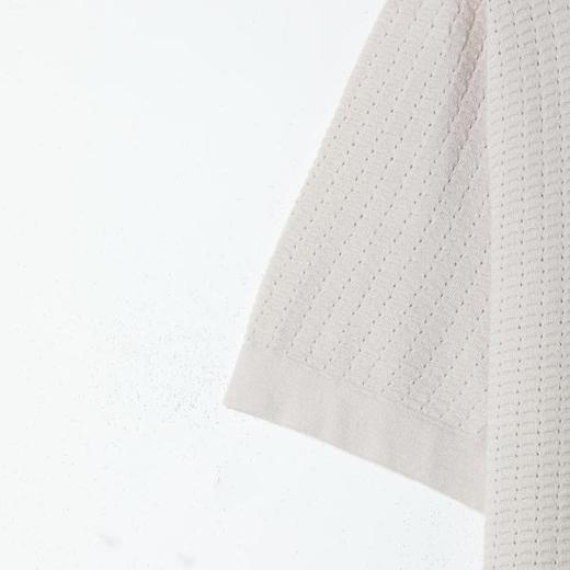 SDSA男装2026新款轻奢潮牌简约纯色提花格子小V翻领短袖T恤百搭 商品图3