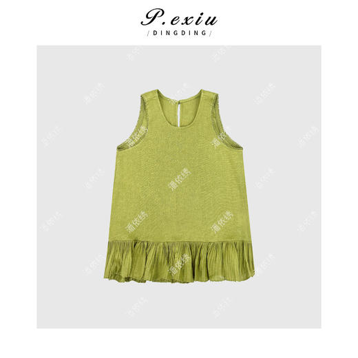 PanYiXiu/潘依绣【仲夏甜茶】亚麻重工定染拼接花边无袖衬衫W-63172 商品图1
