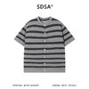 SDSA男装2026新款轻奢休闲百搭通勤复古条纹纽扣开衫短袖T恤 商品缩略图0