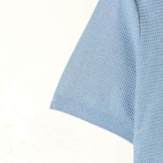 SDSA男装2026新款高贵轻奢老钱风纯色肌理感针织小V翻领短袖T恤 商品图3