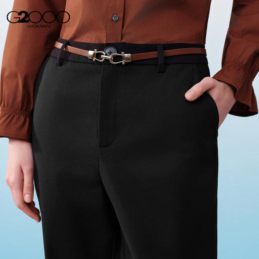 G2000女装SS26商场新款【配赠腰带/棉质弹性/烟管裤】百搭休闲裤61263186 商品图2
