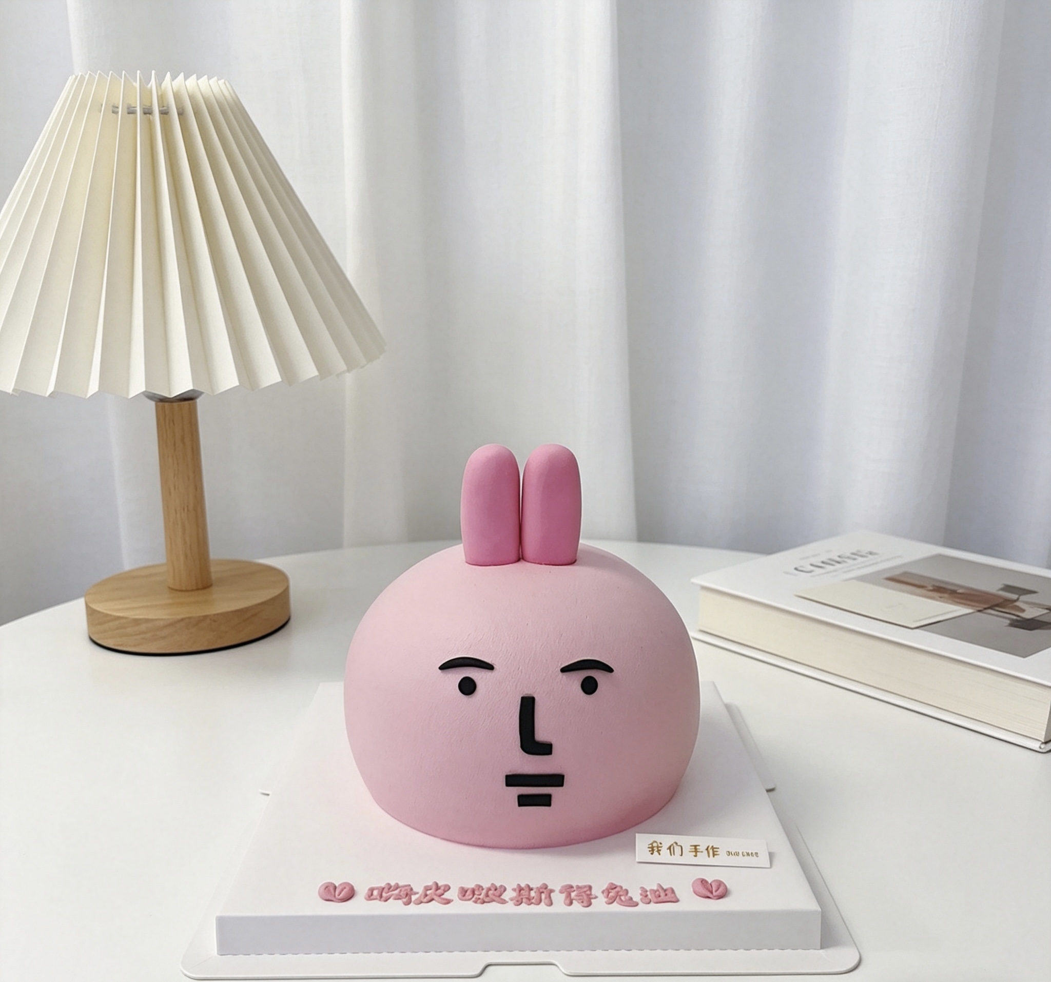 粉红抽象兔子卡通蛋糕-低糖处理无添加