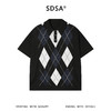 SDSA男装2026新款高贵轻奢复古菱形格针织半纽扣翻领短袖T恤百搭 商品缩略图0