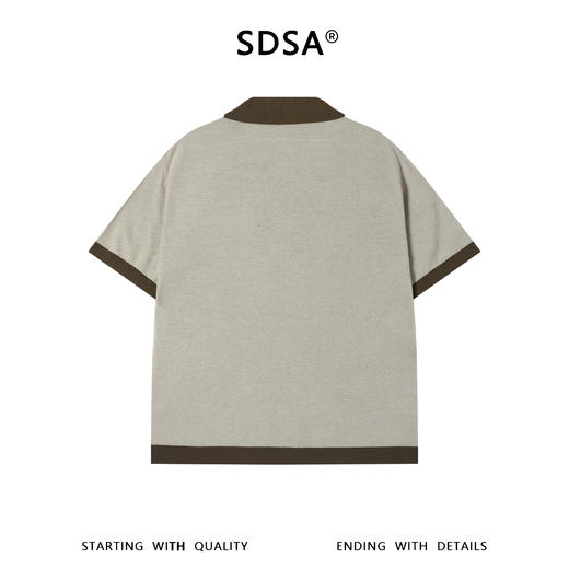 SDSA男装2026新款高贵轻奢简约复古拼接小V翻领短袖T恤商务百搭 商品图1