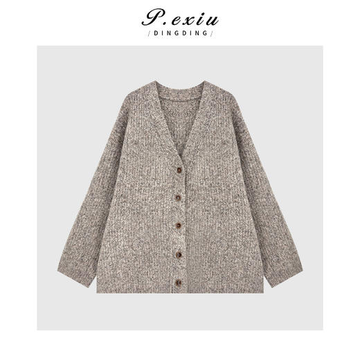 A001潘依绣丁丁宠粉羊毛马海毛重磅花纱廓形慵懒风针织开衫 L2823 商品图0