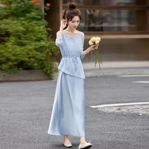 温柔慵懒风针织罩衫吊带裙两件套春新款超好看收腰显瘦连衣裙MS661 商品图1