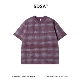 SDSA男装2026新款高贵轻奢美式扎染斜纹分割圆领短袖T恤百搭时尚