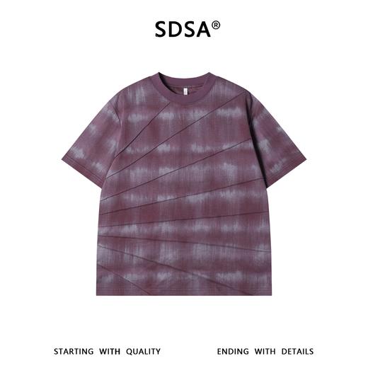 SDSA男装2026新款高贵轻奢美式扎染斜纹分割圆领短袖T恤百搭时尚 商品图0