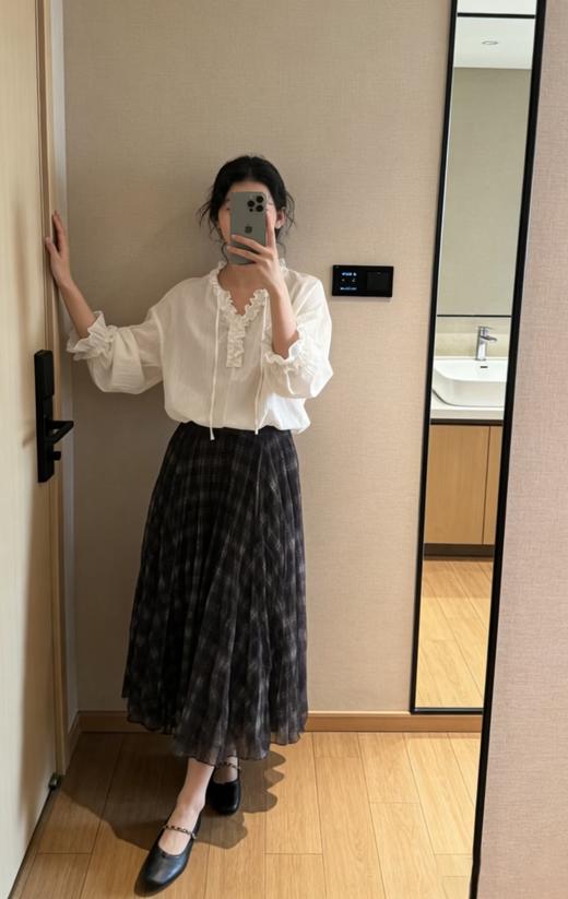 一店y 春日小调~法式浪漫花边领 提花肌理全棉长袖衬衫【JS3693452】 商品图3