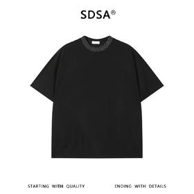 SDSA男装2026新款高贵轻奢潮牌细闪拼接针织圆领短袖T恤舒适休闲