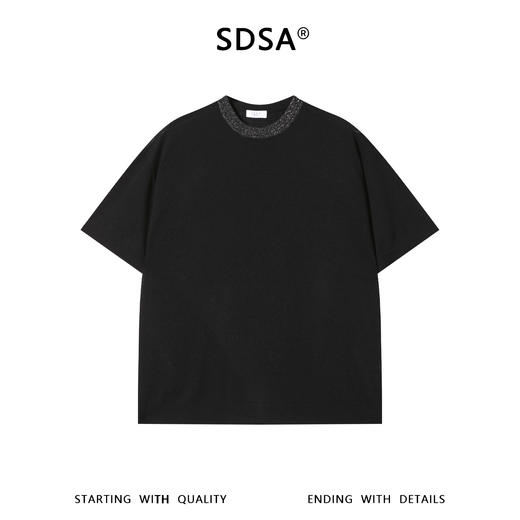 SDSA男装2026新款高贵轻奢潮牌细闪拼接针织圆领短袖T恤舒适休闲 商品图0