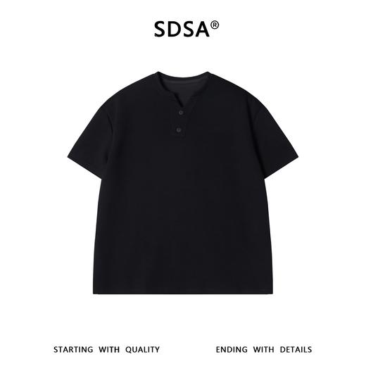 SDSA男装2026新款高贵轻奢亨利领两粒扣短袖T恤宽松重磅休闲上衣 商品图0