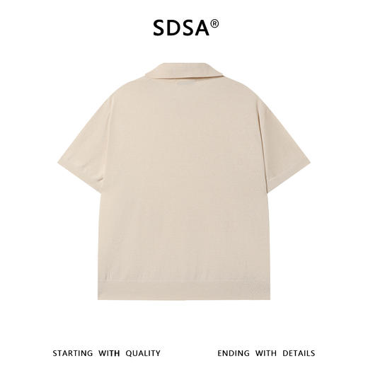 SDSA男装2026新款高贵轻奢老钱风纯色简约针织海鸥领短袖T恤百搭 商品图4