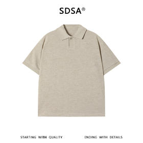 SDSA男装2026新款轻奢网眼肌理感单扣翻领短袖polo衫宽松休闲上衣