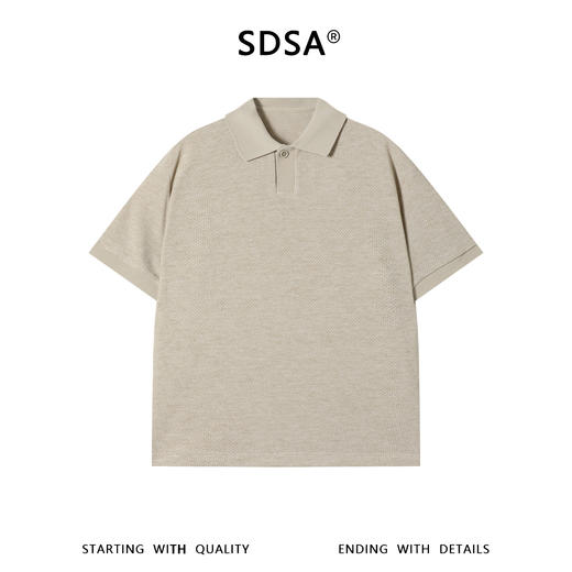 SDSA男装2026新款轻奢网眼肌理感单扣翻领短袖polo衫宽松休闲上衣 商品图0