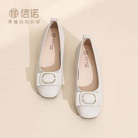 信诺女士单鞋真皮软底2026春秋新款粗跟舒适不累脚轻便透气妈妈鞋6C5009-53