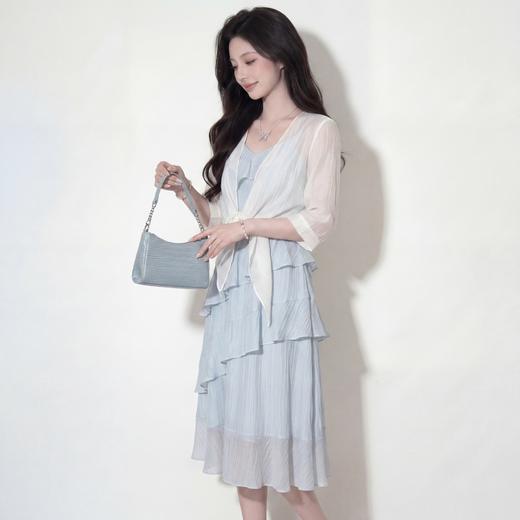 奢姿大码女装2026夏季蕾丝荷叶边吊带开衫两件套胖妹妹时尚套装9962972303 商品图4