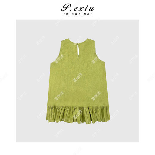PanYiXiu/潘依绣【仲夏甜茶】亚麻重工定染拼接花边无袖衬衫W-63172 商品图2