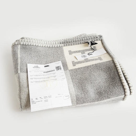 【全新】Hermes爱马仕H102665M 54灰色拼色Avalon羊毛山羊绒混纺轻薄毛毯中性款080426NJS08 商品图1