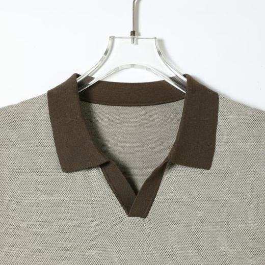 SDSA男装2026新款高贵轻奢简约复古拼接小V翻领短袖T恤商务百搭 商品图2