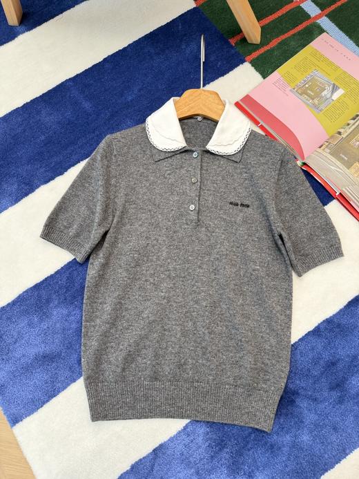 缪缪 最新款🌠娃娃领假两件针织Polo衫 商品图6
