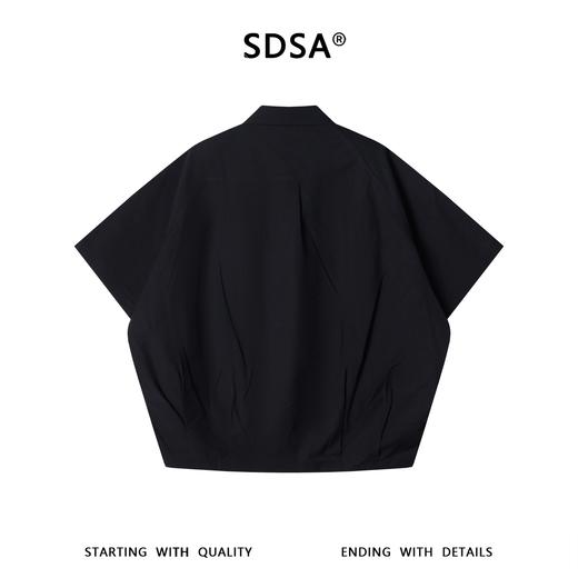 SDSA男装2026新款高贵轻奢潮牌机能风插肩袖黑衬衫宽松短袖 商品图4