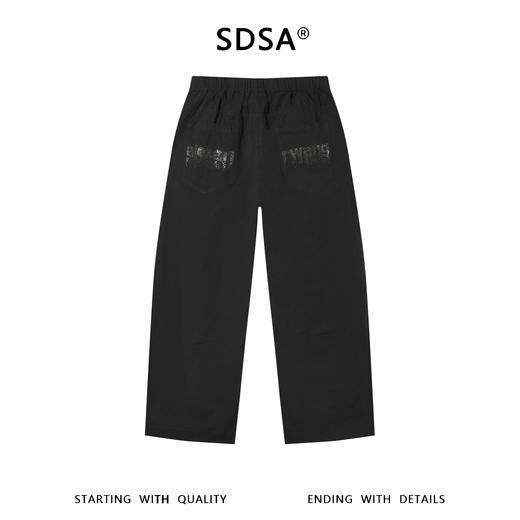 SDSA男装2026新款轻奢舒适后背烫钻字母黑色休闲裤美式街头宽松 商品图1