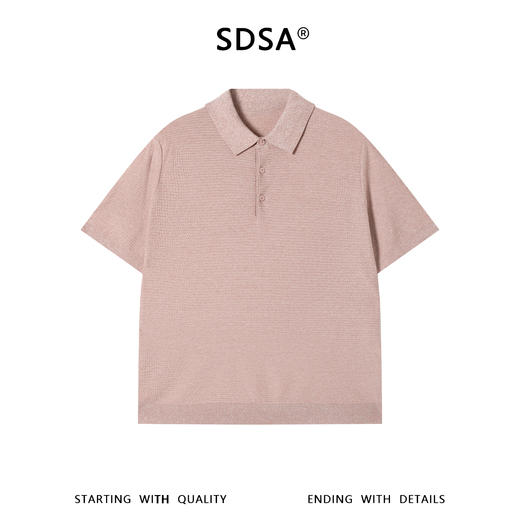 SDSA男装2026新款轻奢华夫格翻领短袖 Polo衫宽松肌理感针织上衣 商品图0