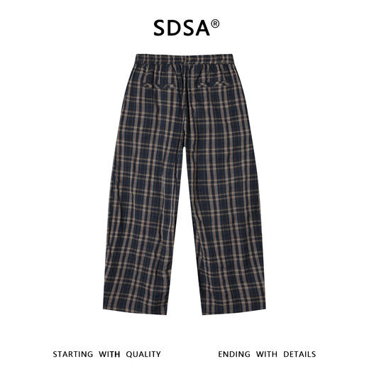 SDSA男装2026新款高贵轻奢复古格纹格子抽绳休闲裤垂感慵懒风长裤 商品图4