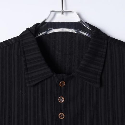 SDSA男装2026新款高贵轻奢肌理竖纹翻领短袖衬衫宽松休闲上衣 商品图1