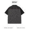 SDSA男装2026新款高贵轻奢牛仔拼接条纹短袖衬衫美式复古宽松衬衣 商品缩略图1