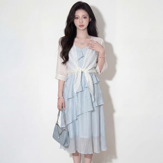 奢姿大码女装2026夏季蕾丝荷叶边吊带开衫两件套胖妹妹时尚套装9962972303 商品图3