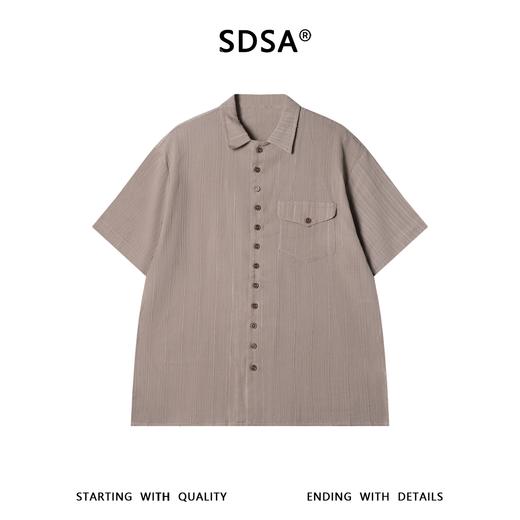 SDSA男装2026新款高贵轻奢肌理竖纹翻领短袖衬衫宽松休闲上衣 商品图0