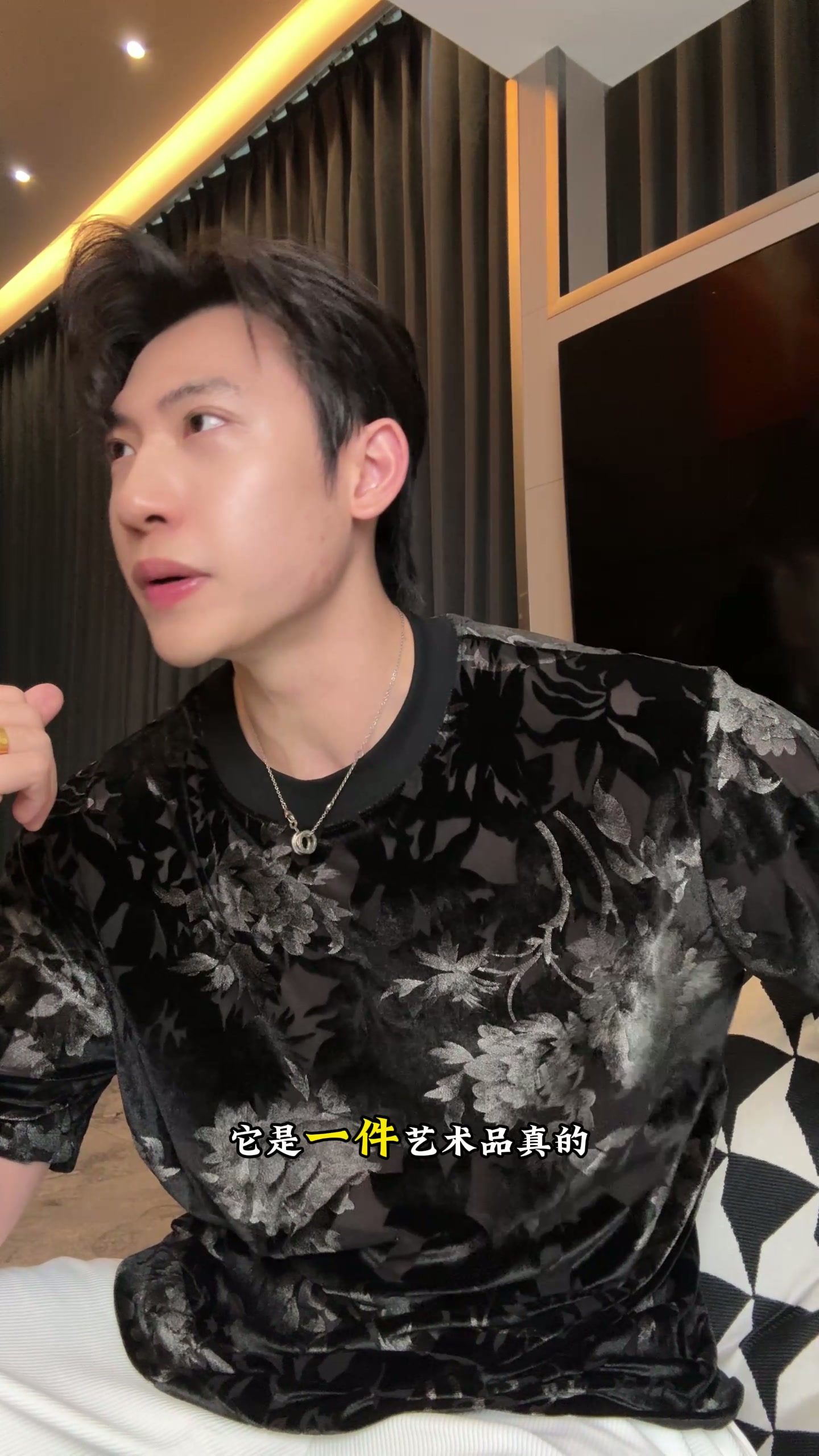 26T250SDSA男装2026新款高贵轻奢高级感撞色植绒花卉圆领短袖T恤休闲潮