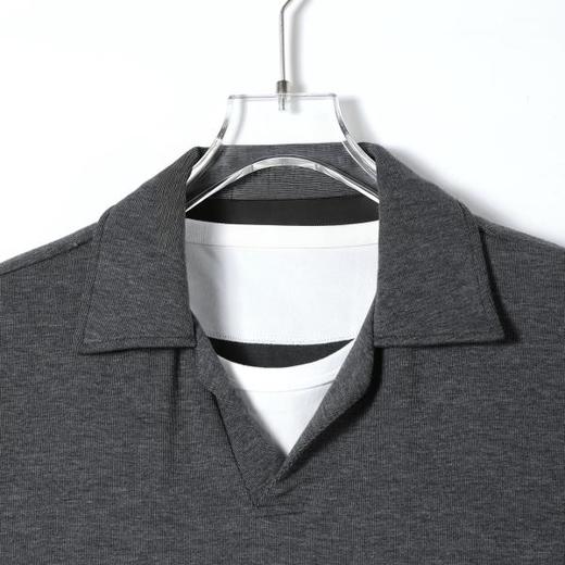 SDSA男装2026新款高贵轻奢老钱风撞色拼接翻领短袖T恤百搭时尚 商品图1