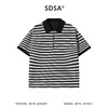 SDSA男装2026新款高贵轻奢松弛感撞色条纹半拉链翻领短袖T恤百搭 商品缩略图0