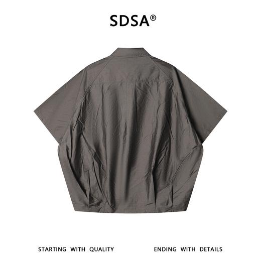 SDSA男装2026新款高贵轻奢潮牌机能风插肩袖黑衬衫宽松短袖 商品图4