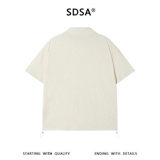 SDSA男装2026新款华夫格新中式盘扣抽绳短袖T恤宽松立领休闲上衣 商品图4