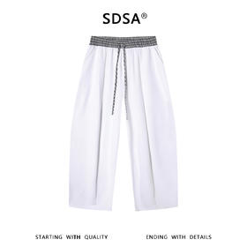 SDSA男装2026新款高贵轻奢潮牌拼接格纹腰头抽绳松紧休闲裤百搭