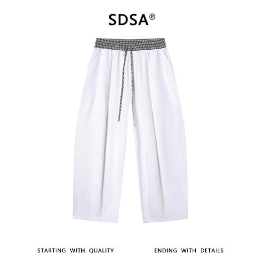 SDSA男装2026新款高贵轻奢潮牌拼接格纹腰头抽绳松紧休闲裤百搭 商品图0