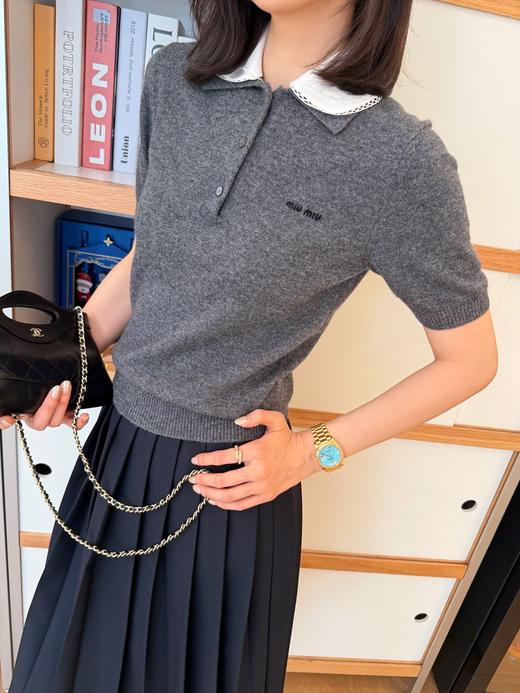 缪缪 最新款🌠娃娃领假两件针织Polo衫 商品图2