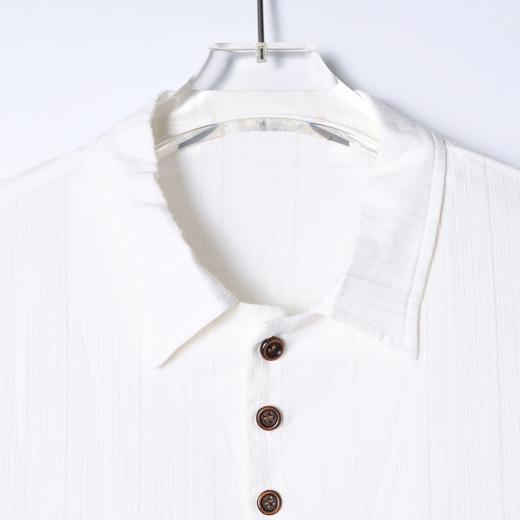 SDSA男装2026新款高贵轻奢肌理竖纹翻领短袖衬衫宽松休闲上衣 商品图1