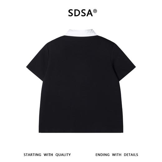 SDSA男装2026新款轻奢撞色假两件翻领V领短袖T恤宽松通勤休闲上衣 商品图4