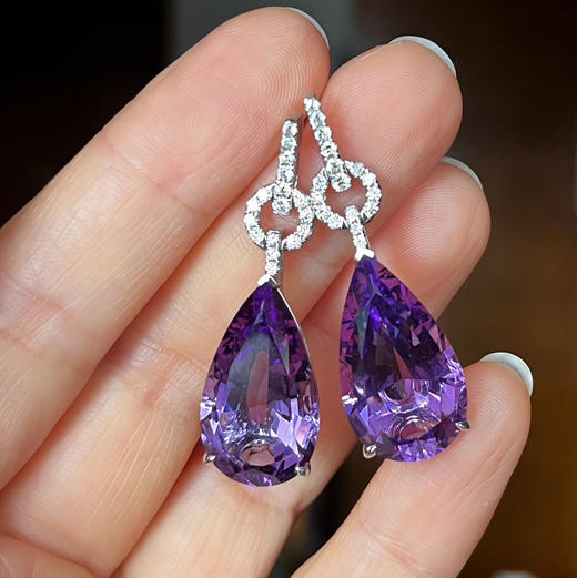 CLASSIC系列 18K镶钻石和紫晶 耳坠 商品图1