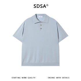 SDSA男装2026新款高贵轻奢老钱风细闪半纽扣翻领T恤针织百搭上衣