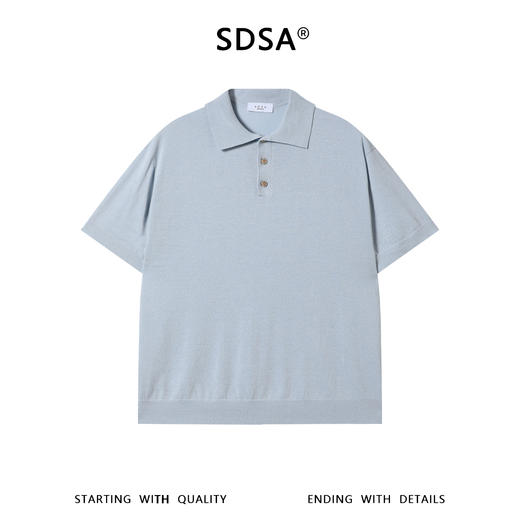 SDSA男装2026新款高贵轻奢老钱风细闪半纽扣翻领T恤针织百搭上衣 商品图0