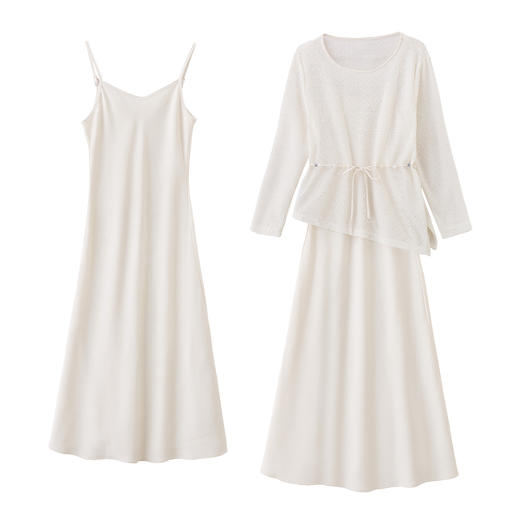 温柔慵懒风针织罩衫吊带裙两件套春新款超好看收腰显瘦连衣裙MS661 商品图4