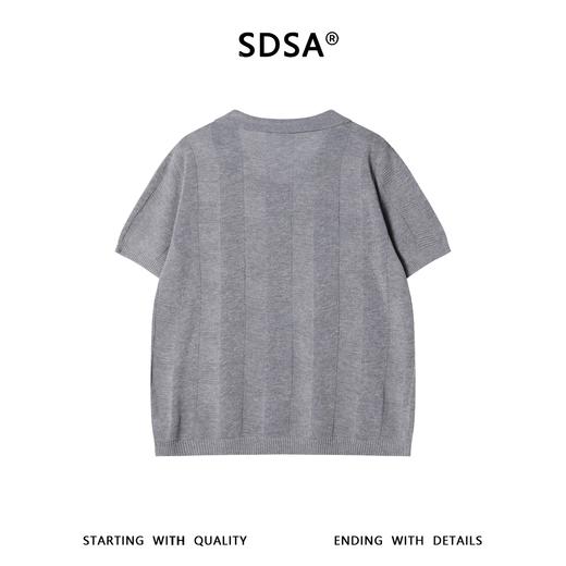 SDSA男装2026新款竖条肌理V领翻领短袖针织Polo衫宽松休闲上衣 商品图4
